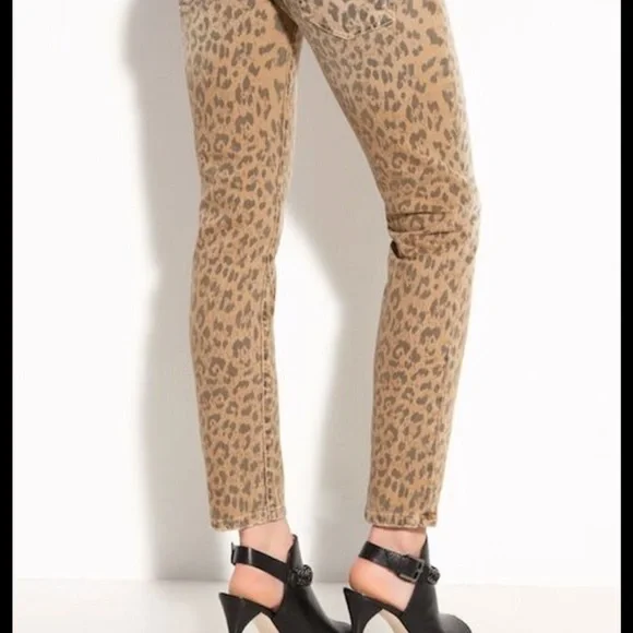 Current/Elliott Ankle Cropped Jeans Leopard Print Fall Autumn celebrity style - Picture 2 of 12